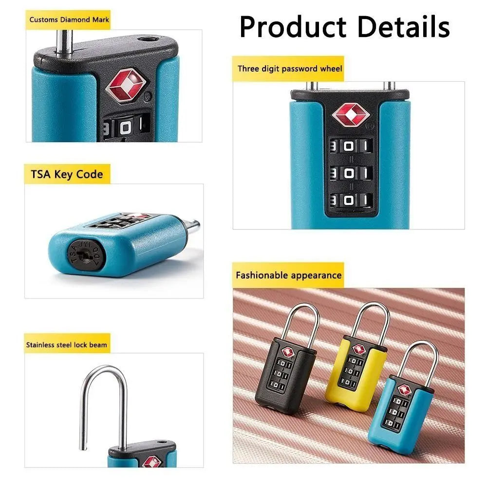 Cadenas TSA 3 Chiffres Coloré – Sécurité et Style pour Vos Voyages