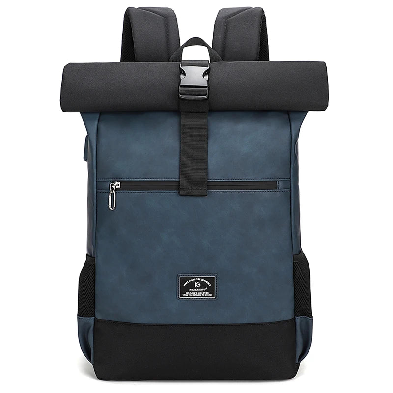 Sac à dos roll-top en similicuir imperméable