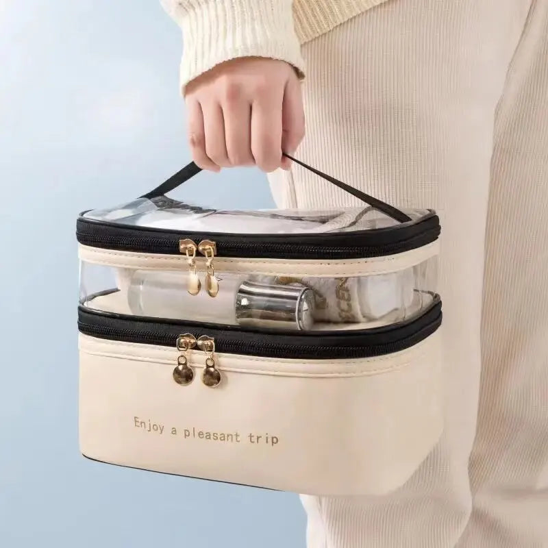 Trousse de Toilette Étanche à Double Compartiment – PU & PVC