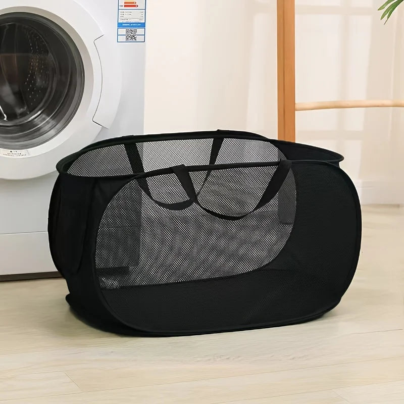Panier à Linge Pliable en Maille avec Poignées – Grand Format 76L