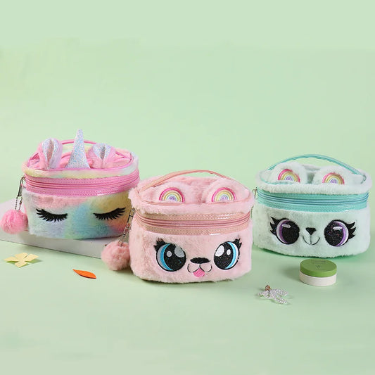 Trousse de toilette enfant peluche licorne yeux brodés