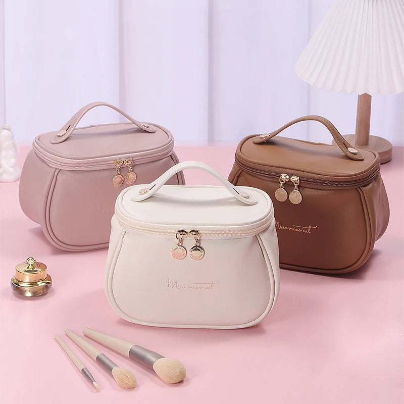 Sac de Maquillage PU Étanche Femme – Grande Capacité Voyage
