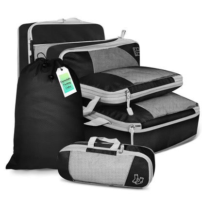 Set de 6 cubes de rangement compressibles avec sac à chaussures intégré, polyester alvéolé résistant