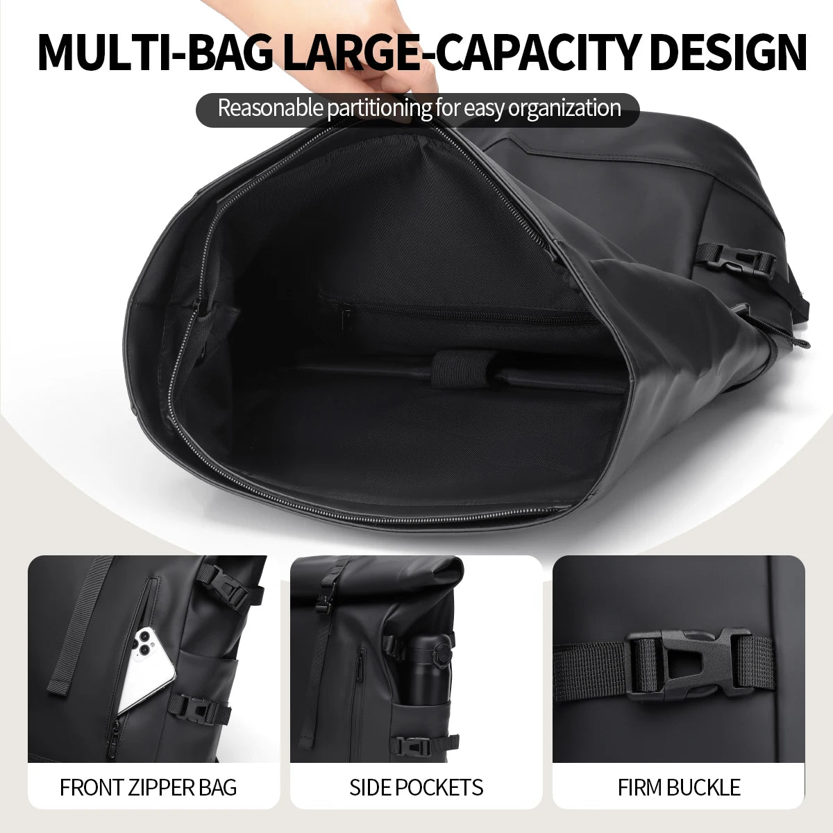 Sac à dos roll-top en nylon imperméable