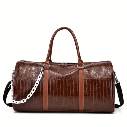 Sac de voyage rétro effet crocodile avec bandoulière ajustable