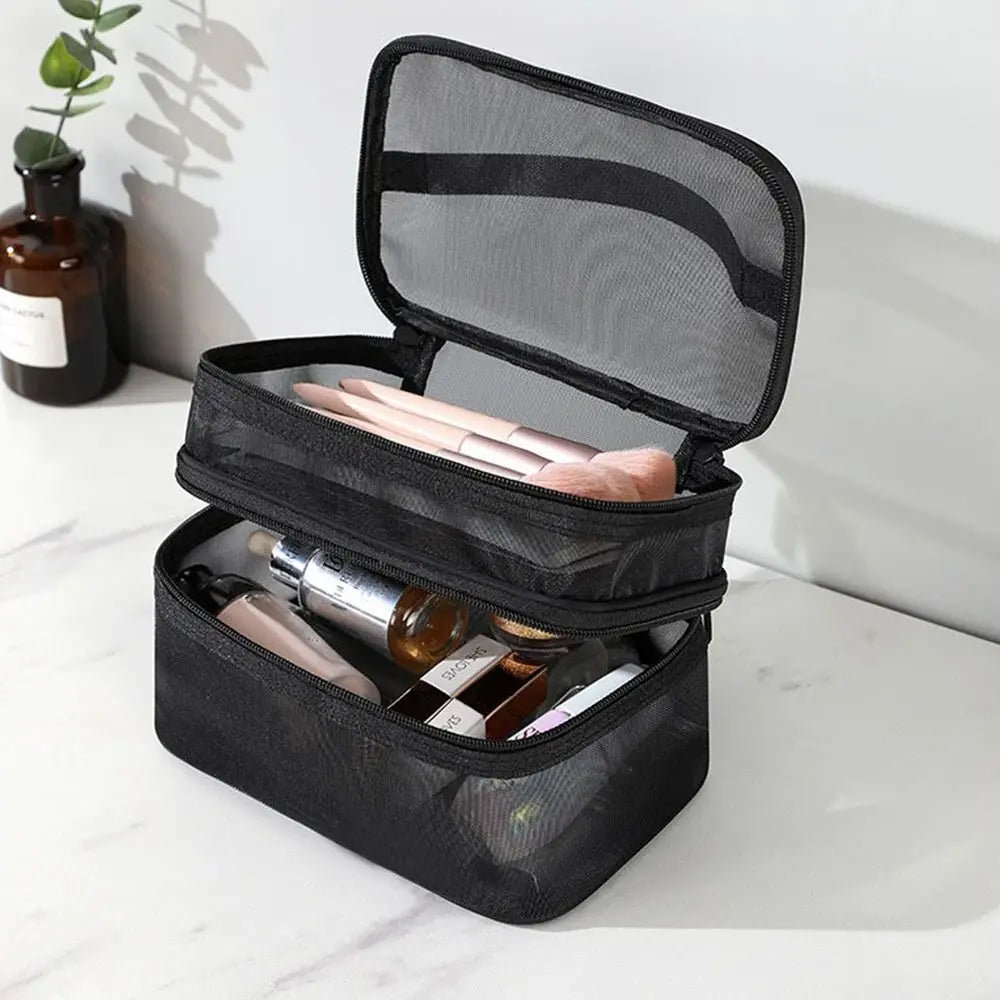 Sac de Voyage Transparent en Maille PVC – 1/2/3 Couches avec Fermeture Éclair