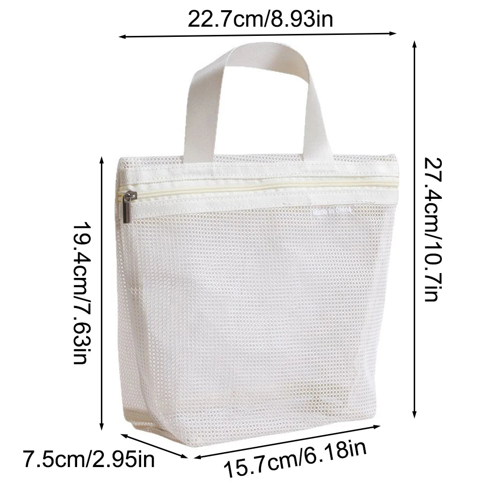 Sac de Toilette en Maille Polyester – Trousse Transparente Respirante pour Voyage et Salle de Bain