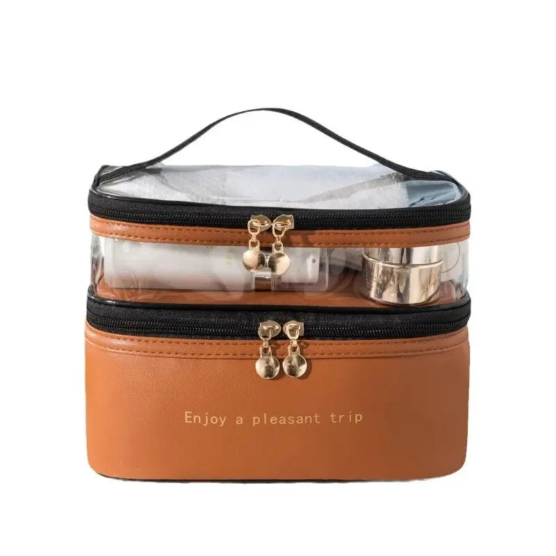 Trousse de Toilette Étanche à Double Compartiment – PU & PVC