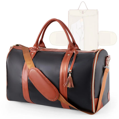 Sac de voyage pliable en cuir PU avec rangement costume