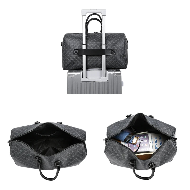 Sac de Voyage Homme Élégant en PU Motifs Géométriques