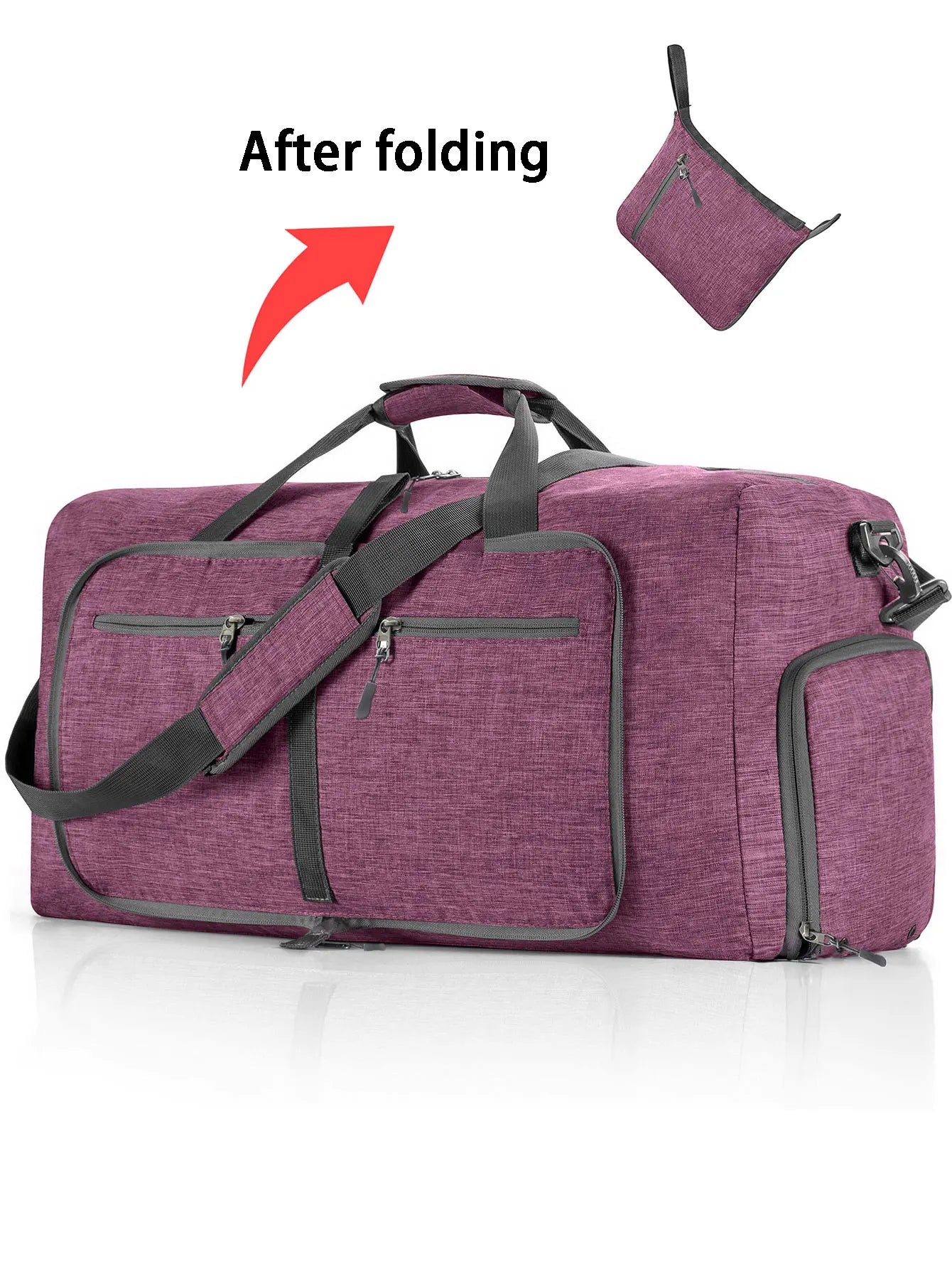 Sac de voyage pliable 65L en polyester avec compartiment chaussures