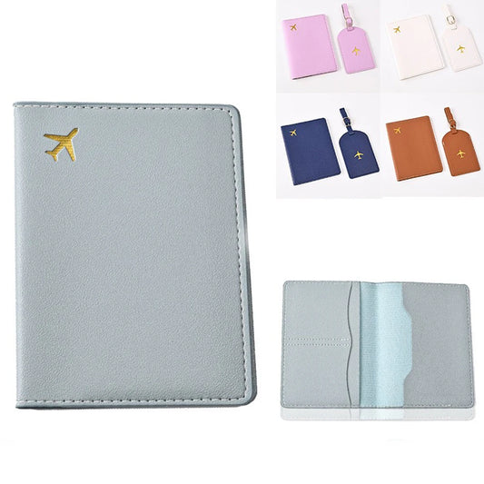Porte-Passeport en Cuir PU avec Avion Doré