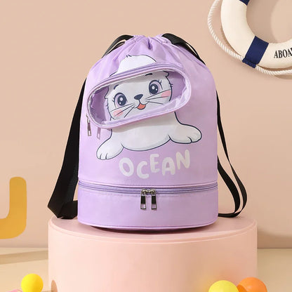 Sac enfant séparation sec et humide cartoon, coloris violet