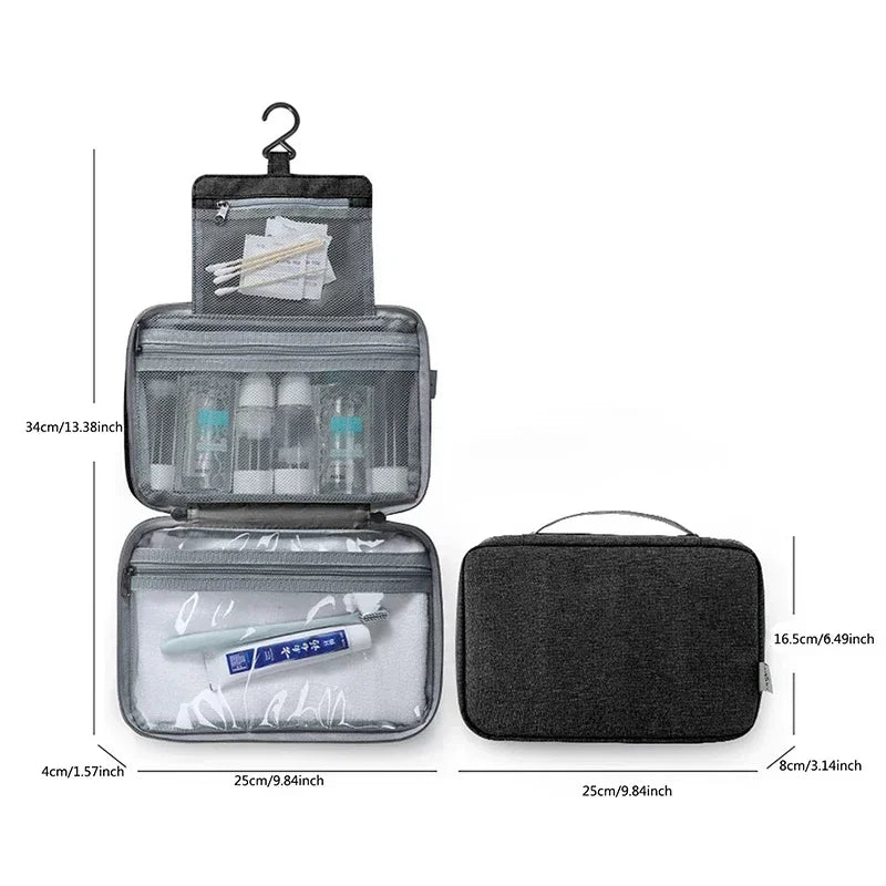 Trousse de toilette suspendue étanche en polyester multi-compartiments