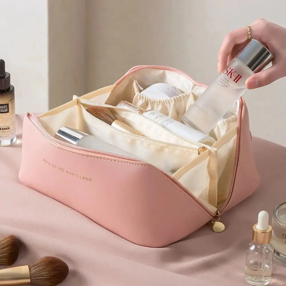 Trousse de Toilette Luxe en Similicuir – Grande Capacité avec Compartiments Intérieurs
