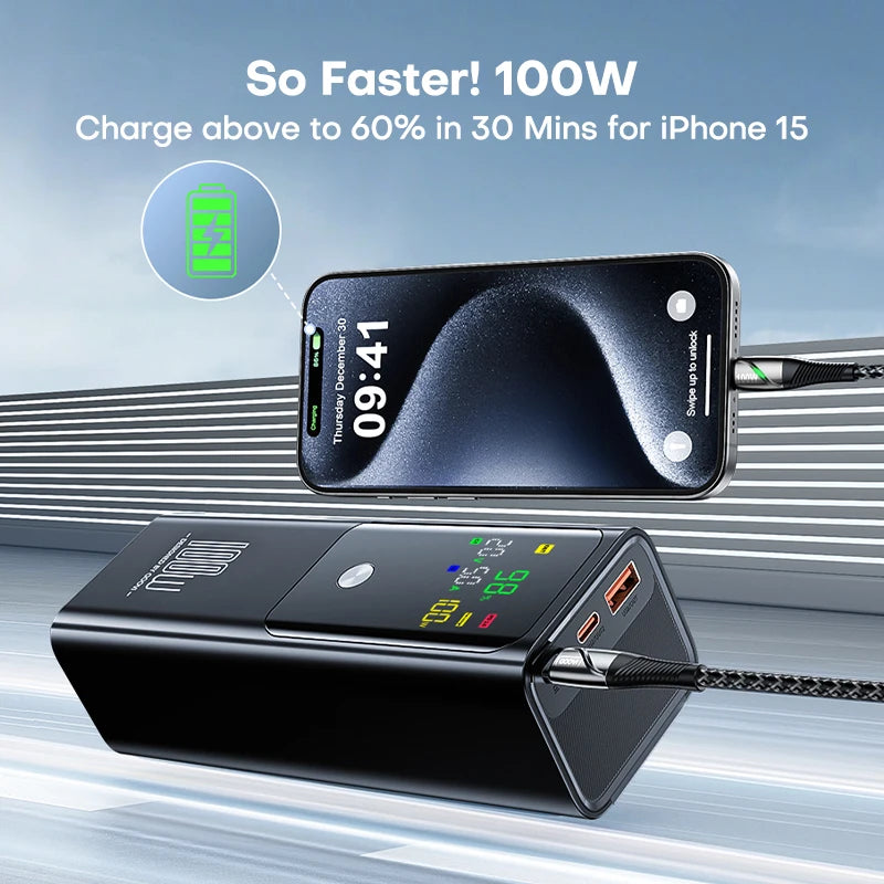 Batterie Externe QOOVI 20000mAh PD 100W – Charge Ultra Rapide