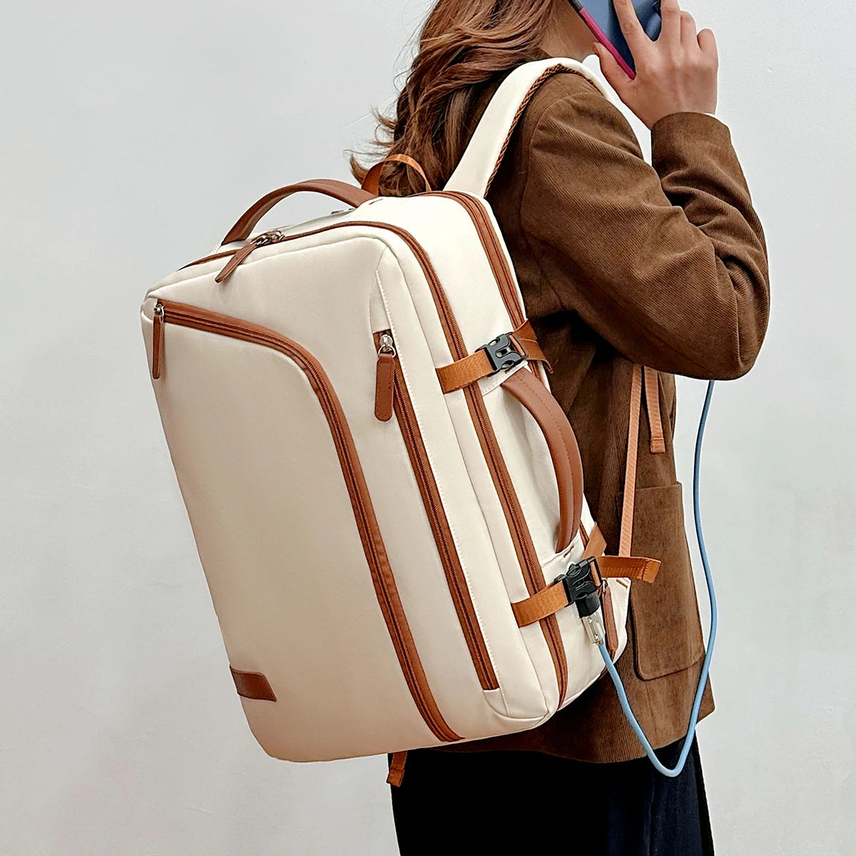 Sac à dos business élégant nylon imperméable avec port USB