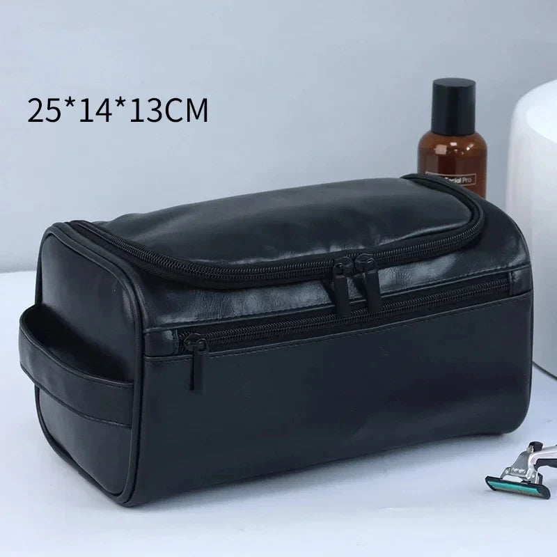 Trousse de Toilette Suspendue en Similicuir – Grande Capacité Unisexe avec Crochet