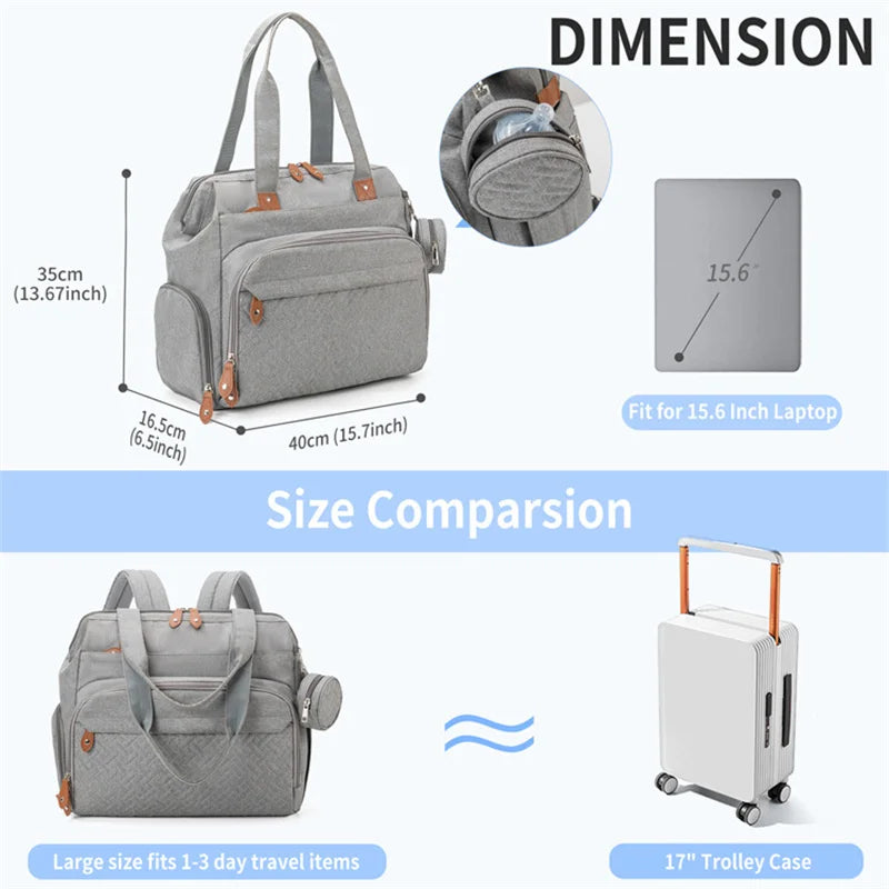 Sac à langer multifonction gris – Grande capacité et design pratique