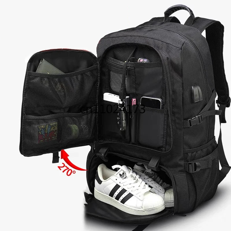 Sac à dos multifonction nylon imperméable avec compartiment chaussures et port USB