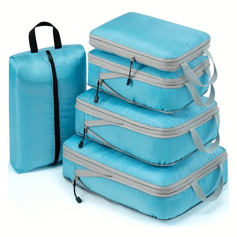 Set de cubes de rangement compressibles en nylon étanche pour valise