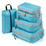 Set de cubes de rangement compressibles en nylon étanche pour valise, coloris bleu