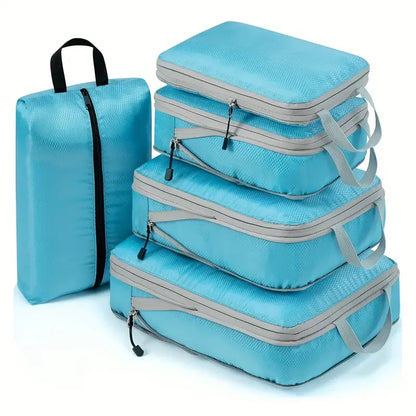 Set de cubes de rangement compressibles en nylon étanche pour valise