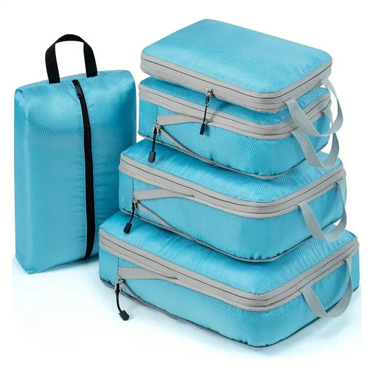 Set de cubes de rangement compressibles en nylon étanche pour valise