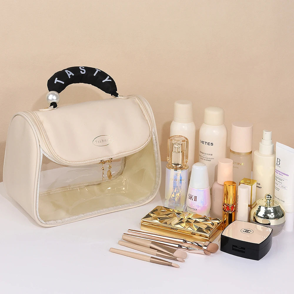 Trousse de Toilette Suspendue Transparente en PVC – Grande Capacité avec Crochet Métallique