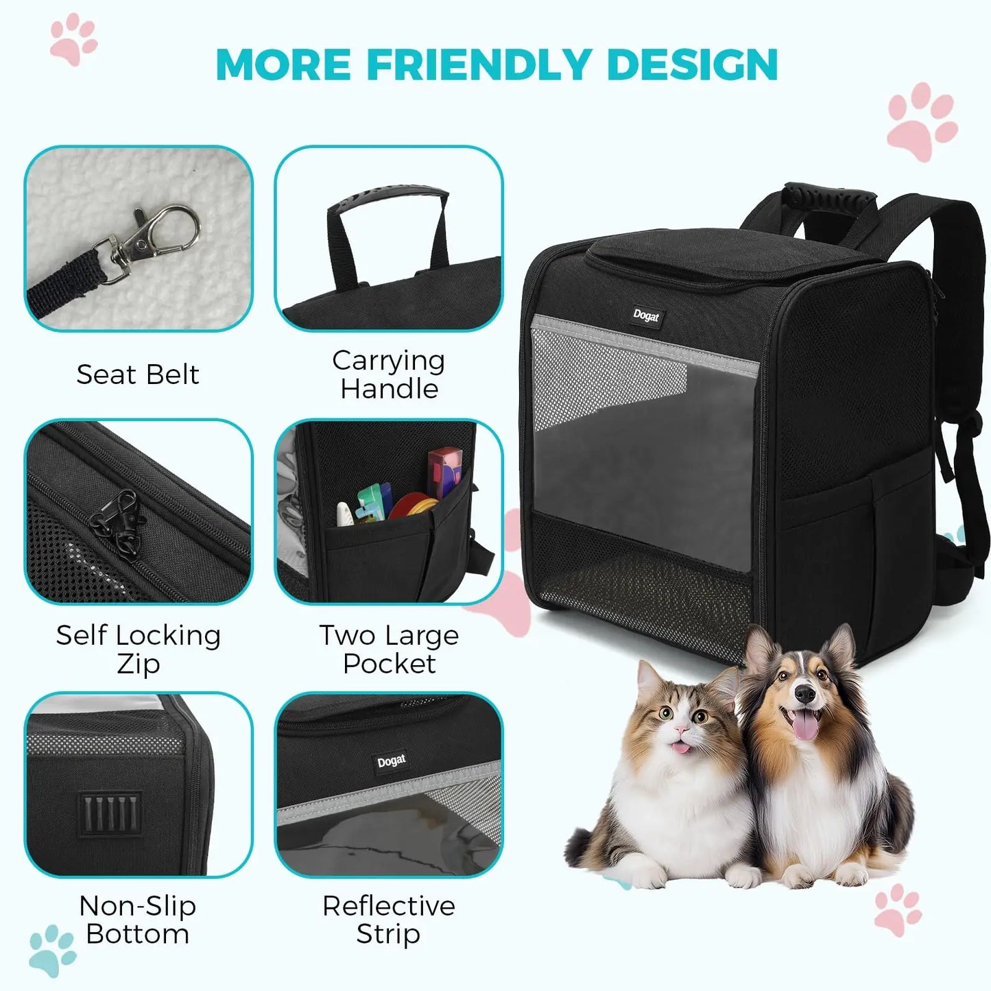 Sac à Dos de Transport XL Dogat – Pour Chats jusqu’à 10kg
