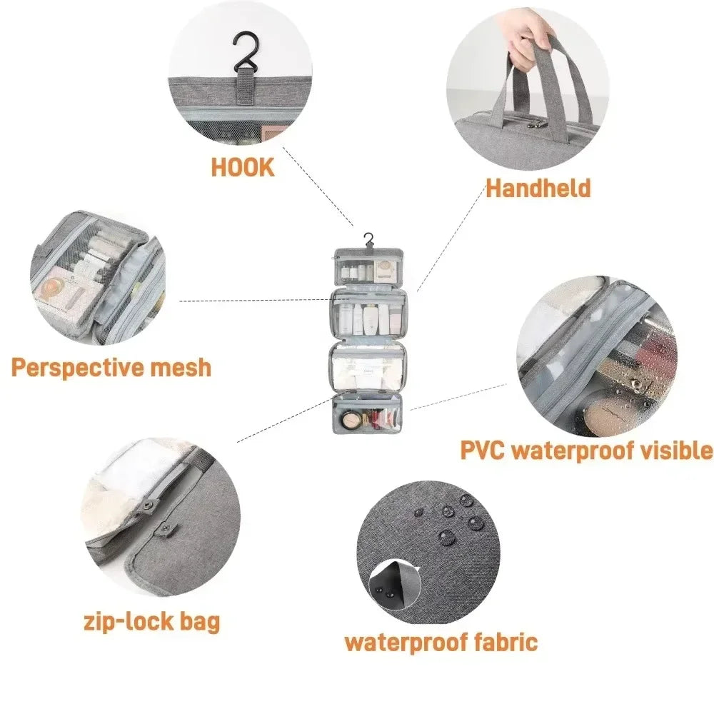 Trousse de toilette pliable en polyester imperméable