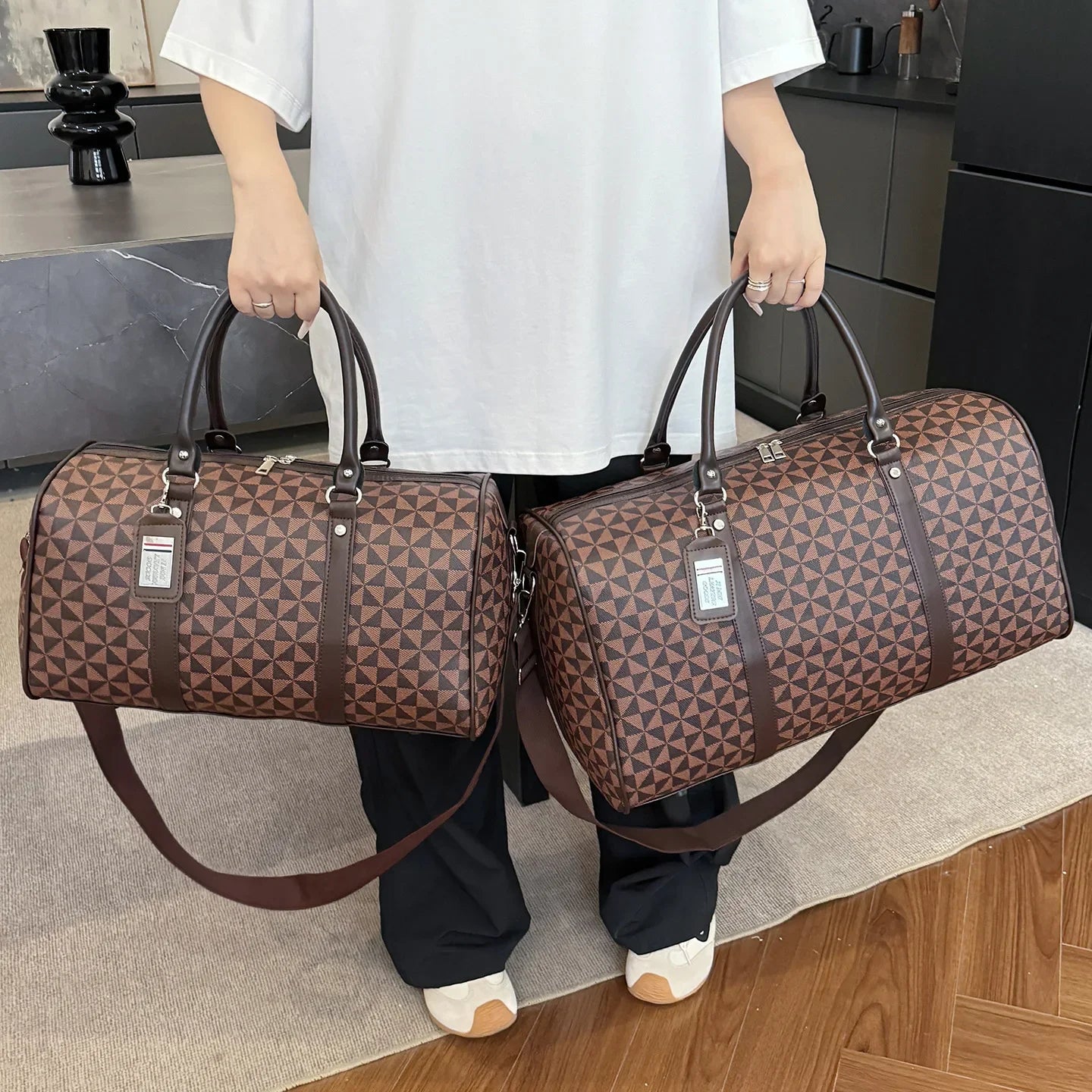 Sac de Voyage à Motifs – Cabas Élégant avec Bandoulière Amovible