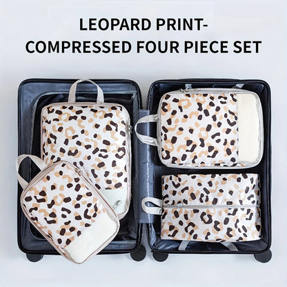 Set de 4 cubes de rangement compressibles imprimés en polyester pour valise