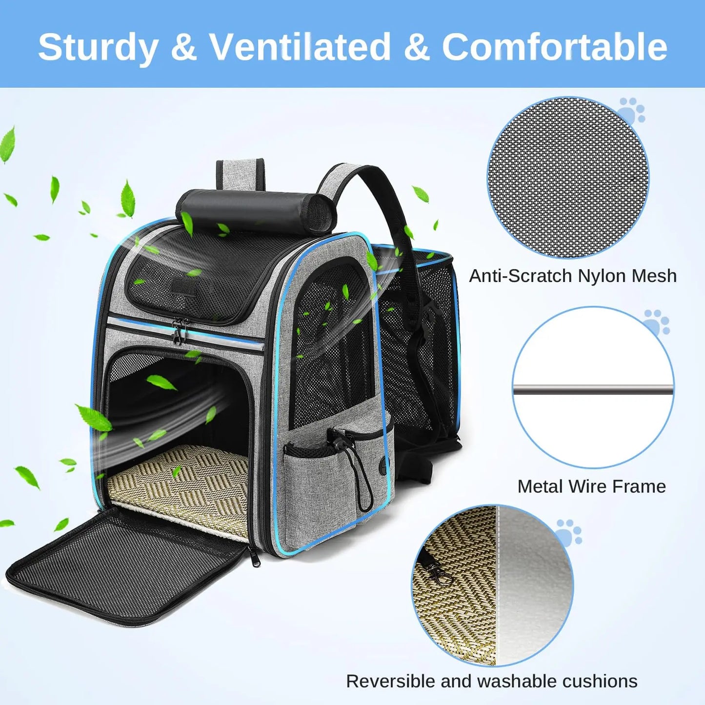 Sac à dos de transport pour animaux en Oxford pliable et extensible