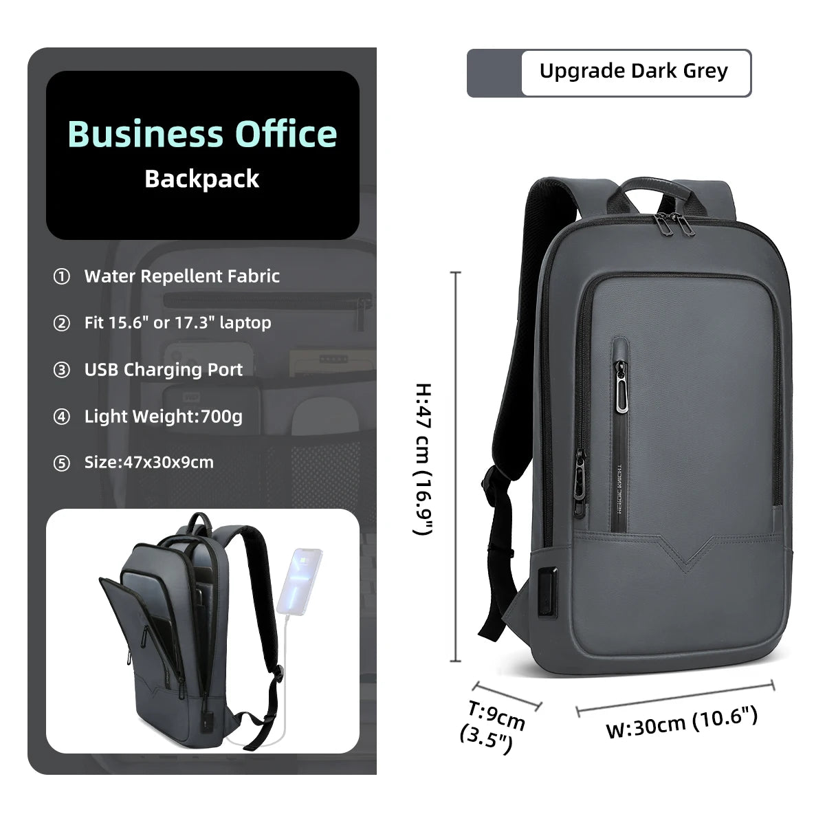 Sac à Dos Business HK – 15.6" Étanche avec Port USB