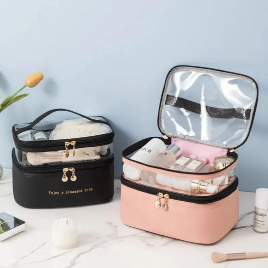 Trousse de Toilette Étanche à Double Compartiment – PU & PVC