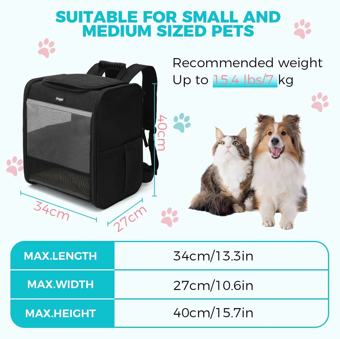 Sac à Dos de Transport XL Dogat – Pour Chats jusqu’à 10kg