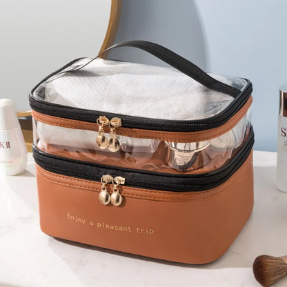 Trousse de Toilette Étanche à Double Compartiment – PU & PVC