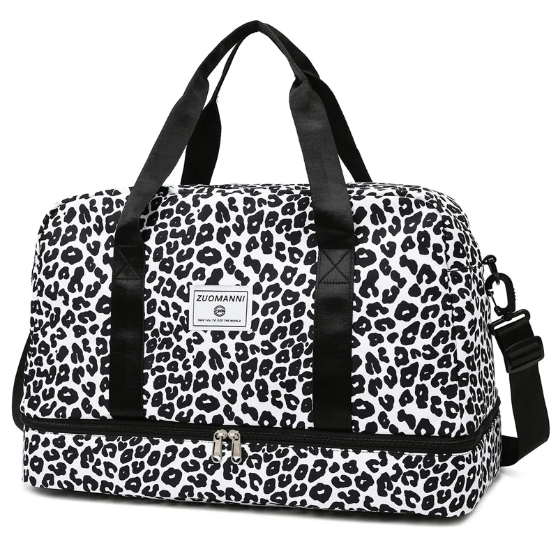 Sac de Voyage Femme Imprimé Zèbre/Léopard Grande Capacité Nylon
