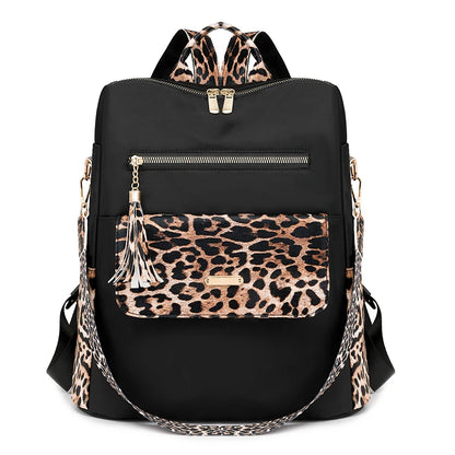 Sac à dos femme en nylon avec imprimé léopard