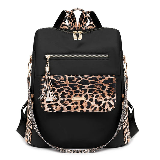 Sac à dos femme en nylon avec imprimé léopard