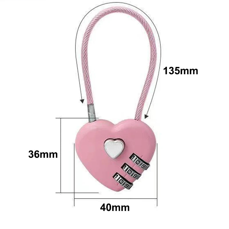 Cadenas Cœur à Code 3 Chiffres en Alliage de Zinc – Style Élégant et Sécurisé