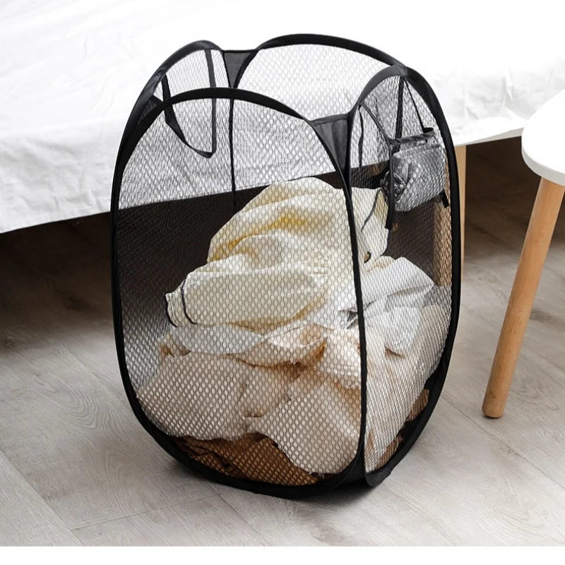 Panier à Linge Pliable en Maille Respirante - Grande Capacité