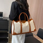 Sac de Voyage Femme Vintage en Toile et Cuir PU