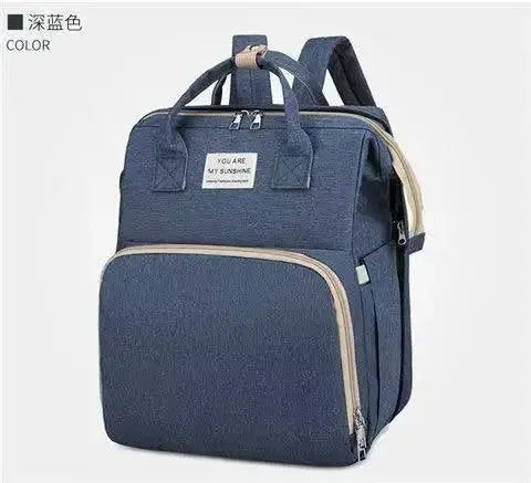 Sac à dos à langer pliable avec lit bébé intégré et poches isothermes – Grande capacité