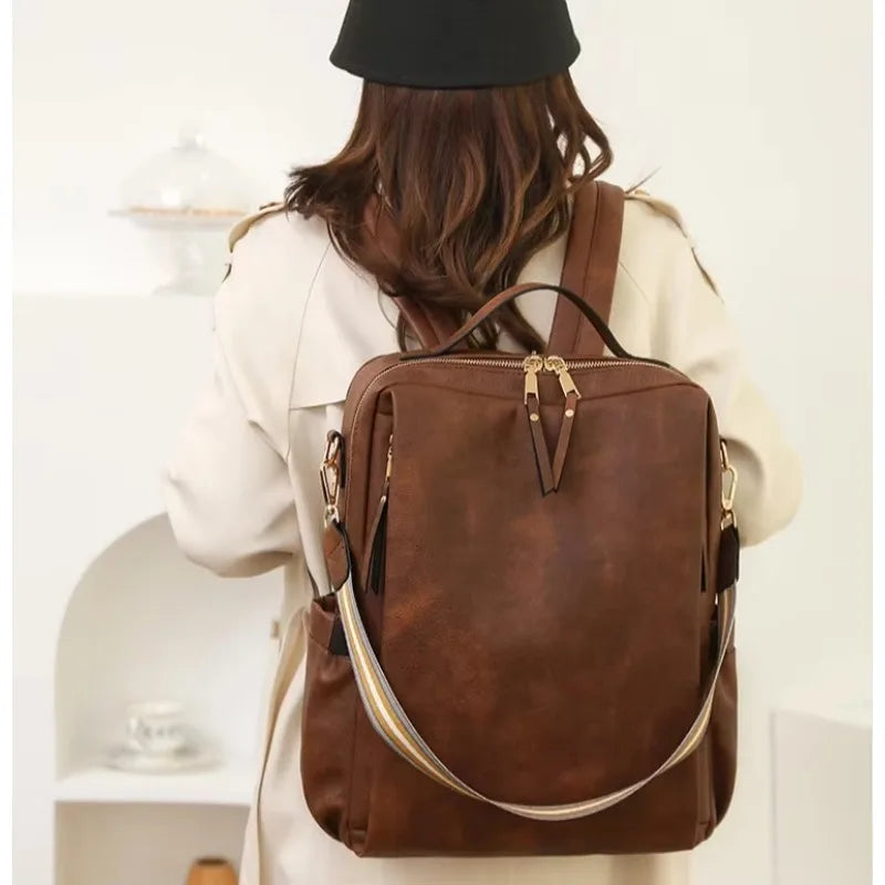 Sac à dos rétro en cuir PU imperméable