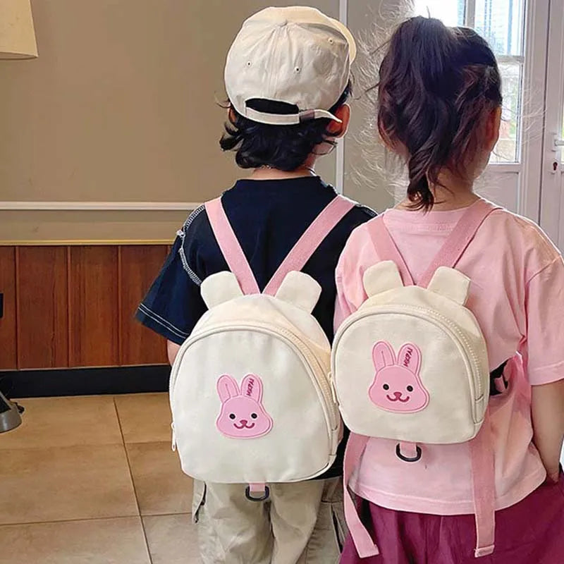 Sac à dos enfant en toile ours et lapin anti perte