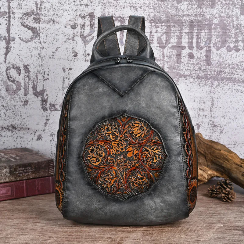 Sac à dos vintage en cuir PU embossé