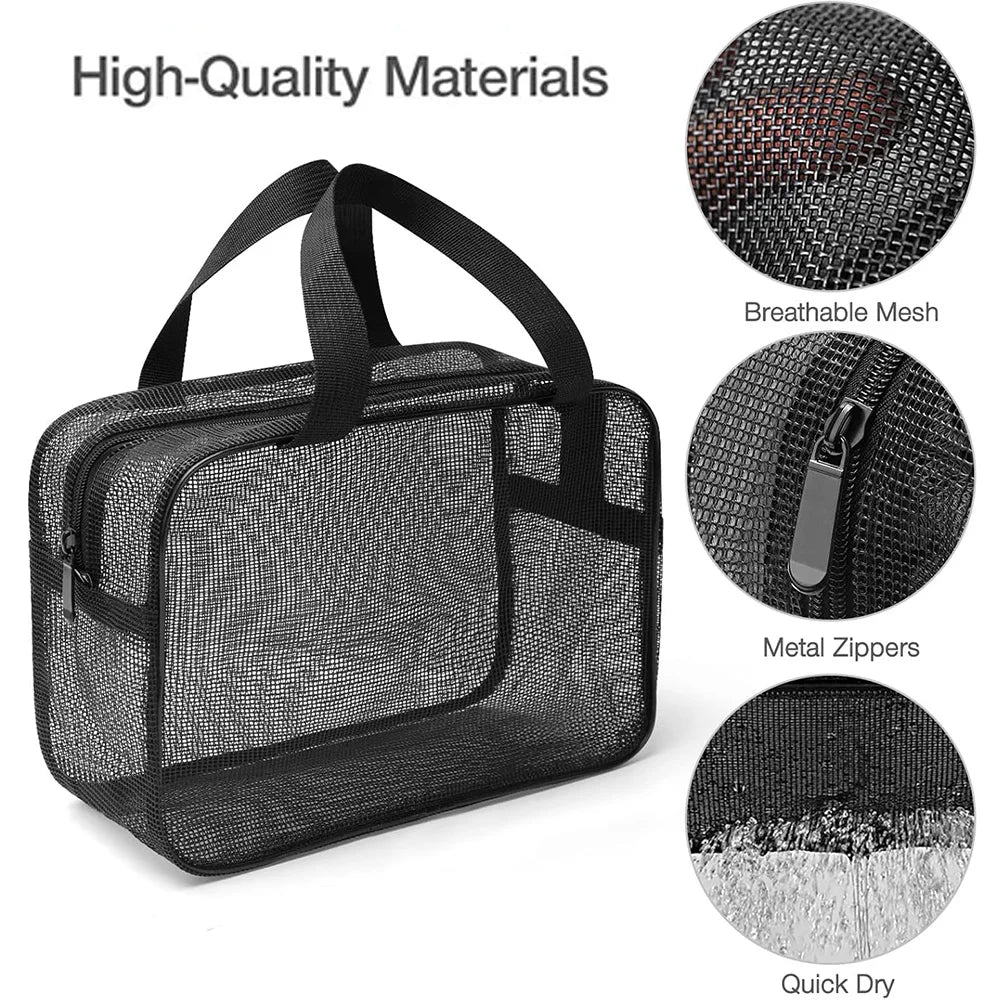 Trousse de Toilette Filet – Grande Capacité & Séchage Rapide