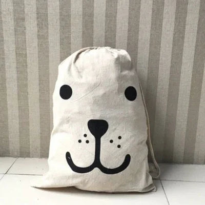 Sac à linge en coton et lin à cordon imprimé